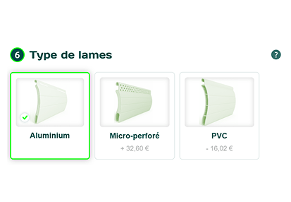 Visuel Choisir le type de lame du volet